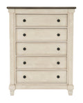 Transitional Rustic Style 1Pc Chest Of 5X Drawers Antique White And Rosy Brown Bedroom Furniture Antique White,Brown Mix Rustic,Transitional Wood