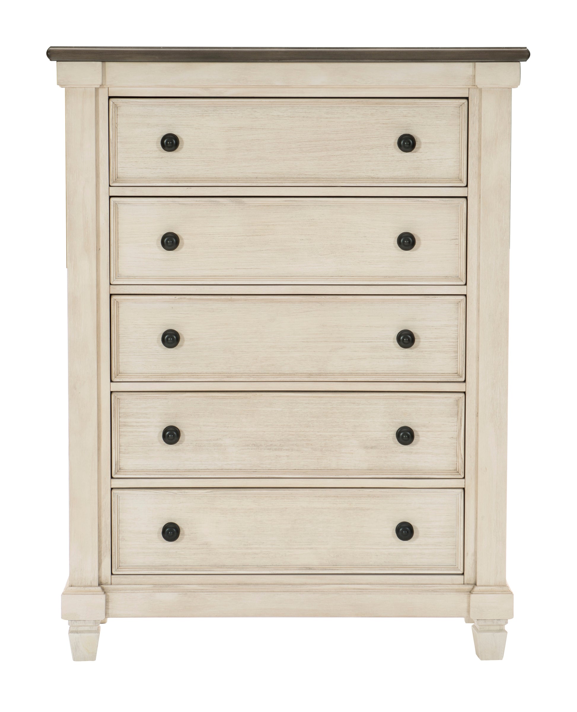 Transitional Rustic Style 1Pc Chest Of 5X Drawers Antique White And Rosy Brown Bedroom Furniture Antique White,Brown Mix Rustic,Transitional Wood