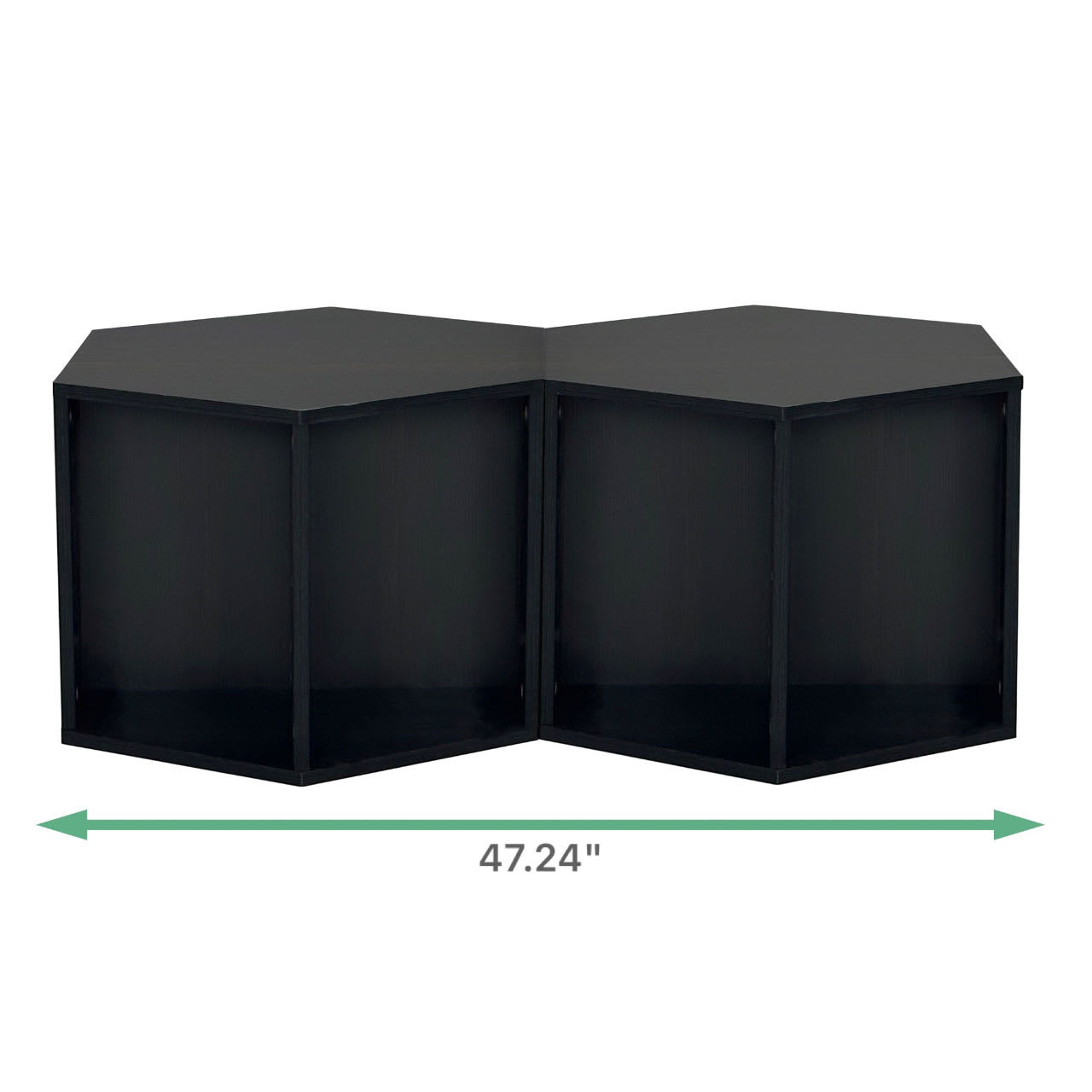 47.24'' Hexagonal Coffee Table Side Table Nightstand Burmese Sumac 2Pcs Black Brown Mdf