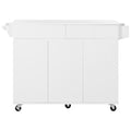 K&K 53.2'' Kitchen Island With Drop Leaf, Kitchen Storage Cart With Spice Rack, Towel Rack And 2 Drawers, Rolling Kitchen Island On Wheels With Adjustable Shelves For Kitchen, Dining Room, White White Brown Kitchen Artsy,Casual,Classic,Minimalist,Modern