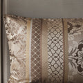 7 Piece Jacquard Comforter Set Brown Gold Queen Queen Brown Gold Polyester