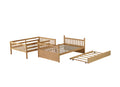 Full Over Full Rubber Wood Bunk Bed With Trundle, Ladder And Guardrails, Convertible To 2 Full Size Beds, With Twin Size Trundle,White Oak Full White Oak Bedroom American Design Bed Frame Rubber