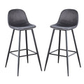 Bar Stools Set Of 2, 30 Inches Velvet Barstool Modern Counter Bar Height Chair With Back, Sturdy Metal Legs & Footrests, Easy Assembly, Island Stool For Kitchen Bar Dark Grey Velvet