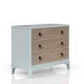 Ocean Finish 3 Drawers Hall Chest With Cane Fronts Light Blue Solid Wood Mdf Resin