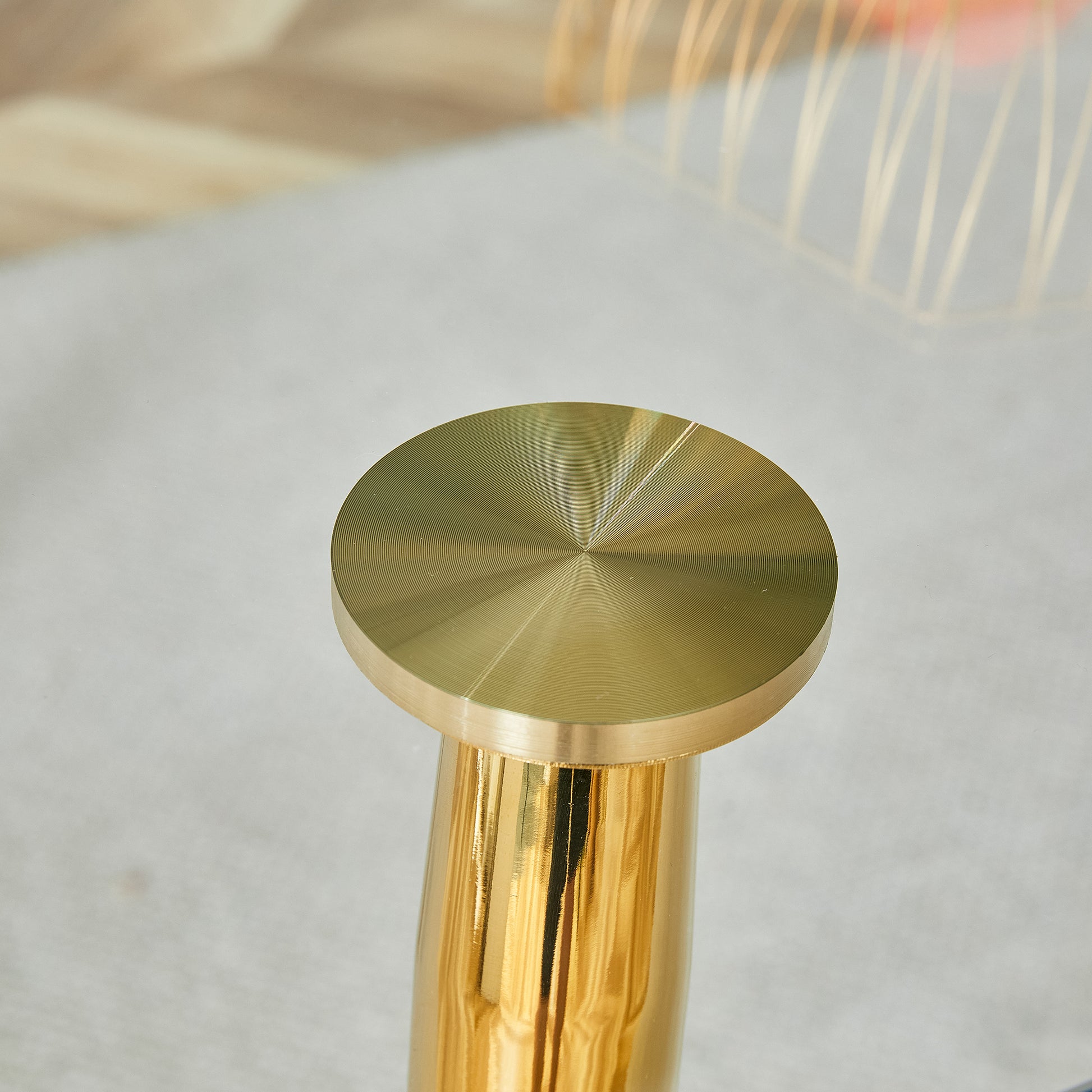 Table And Chair Set.Modern Rectangular Glass Dining Table With A Tempered Glass Tabletop And Metal Legs, Paired With Multiple Chairs Designed With Pu Cushions And Golden Metal Legs. White Gold Seats 6 Tempered Glass