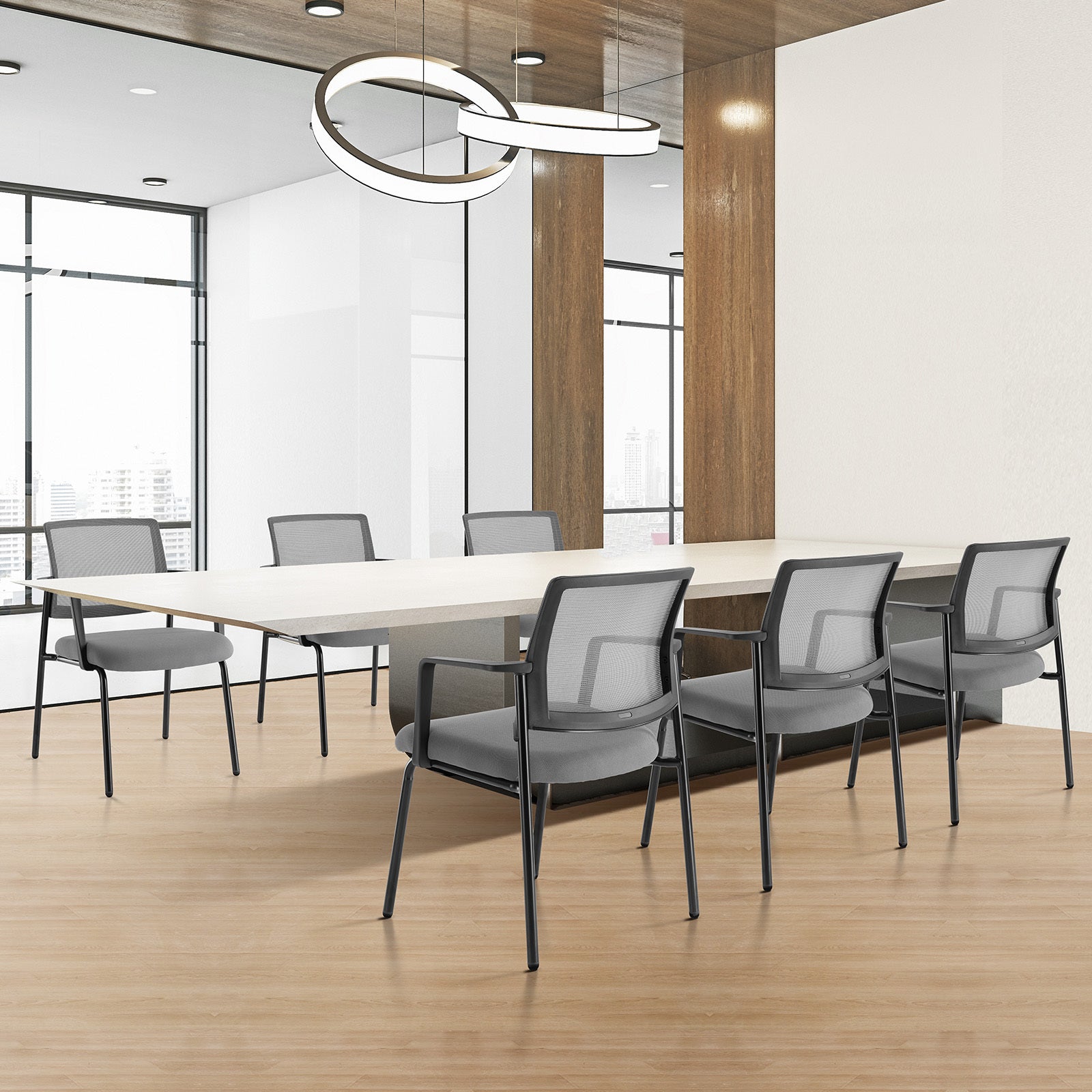 Mesh Back Stacking Arm Chairsupholstered Fabric Stacking Chairs, Sturdy Metal Stacking Chairs,Gray, 2 Pack Gray Abs