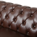 Mirod Comfy Large Sectional Sofa With Wooden Legs, Retro Style For Living Room Dark Brown Pu 6 Seat