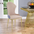 Tan And Gold Sloped Arms Dining Chairs Set Of 2 Tan Gold Dining Room Set Of 2 Fabric Metal