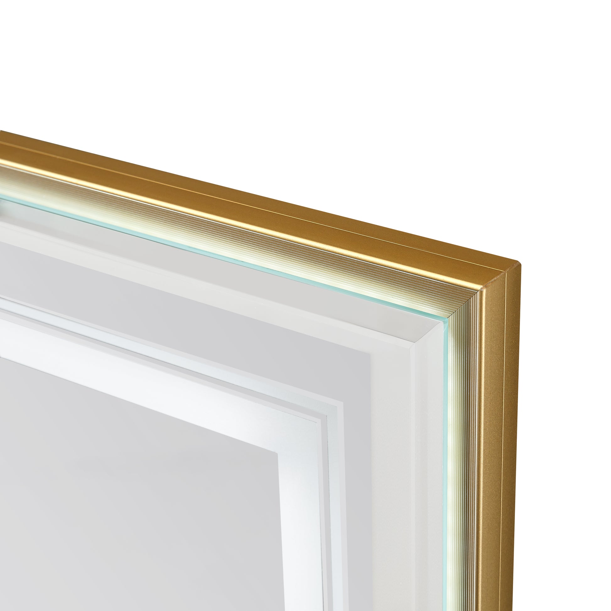 40*30Inch Led Bathroom Beveled Mirror,3000 6000K Gradient Front And Backlit Led Mirror For Bathroom,3Colors Dimmable,Ip54 Enhanced Anti Fog,Hanging Plates Wall Mount Lighted Mirror. Beveled Mirror Gold Aluminium Alloy