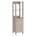 St. Clair Linen Cabinet, Two Interior Shelves, Two Open Shelves, Single Door Grey 4 Bathroom Freestanding Modern Particle Board Engineered Wood