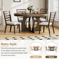 5 Piece Retro Rustic Functional Dining Set Unique Geometric Design, 1 Extendable Table With A 16 Inch Leaf And 4 Upholstered Chairs Ideal For Dining Room And Kitchen Walnut Walnut Solid Wood Mdf