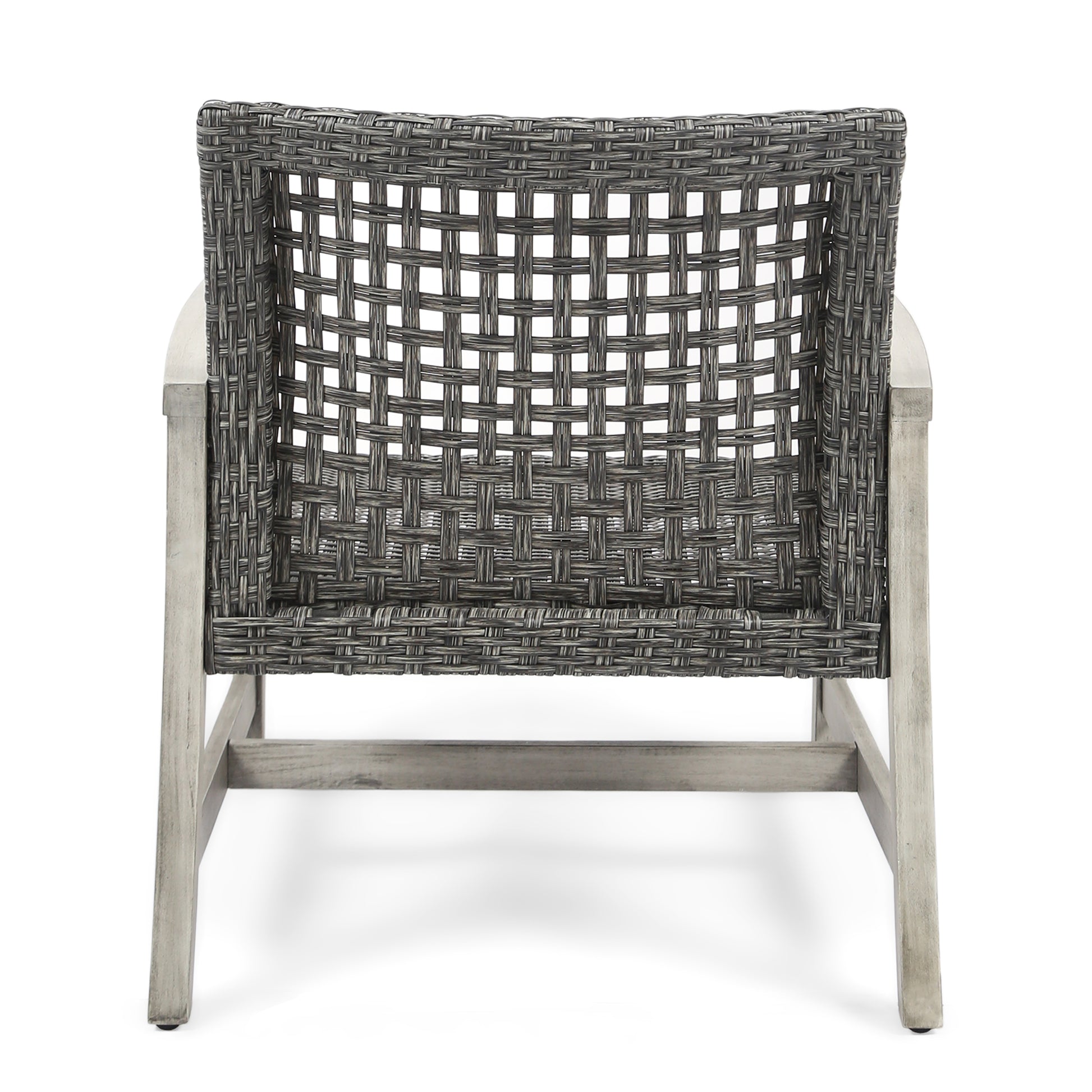 Hampton Wood Wicker Club Chair Grey Black Wood