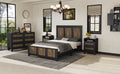 4 Pieces Bedroom Sets, Full Size Farmhouse Platform Bed With Wooden Strip Decoration, Storage Nightstand And Dresser With Metal Handle, Black Full Black 4 Piece Set Particle Board