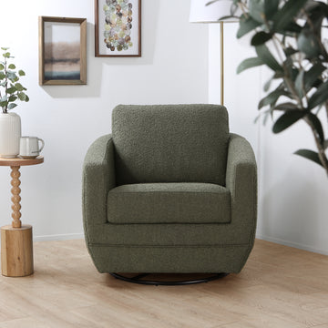 Gogh Swivel Chair In Sage Boucle Sage Fabric