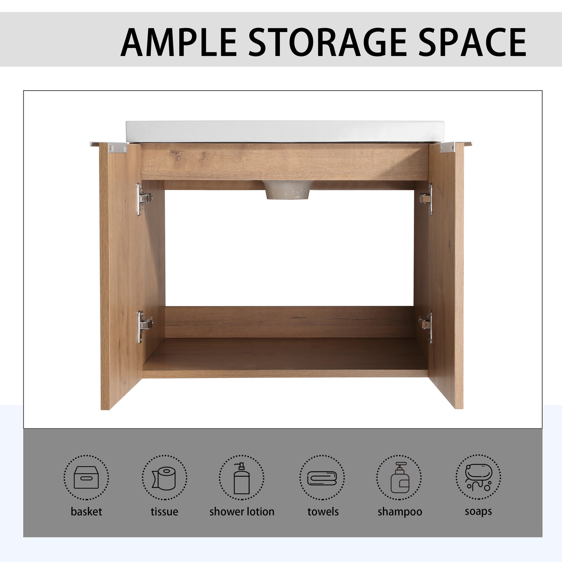 60" Wall Mounted Bathroom Vanity With Sink And Side Cabinet, Soft Close Doors,00112Imox2 0624Imox2 0612Gwh Combination Cabinet Kd Packing Imitative Oak Bathroom Modern Plywood Plywood