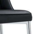 4 Modern Dining Chairs, Smooth Pu Leather Backrest And Silver Toned Metal Legs For A Comfortable Home Experience For Kitchens, Bedrooms And Offices. Black Pu