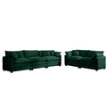 Modern Fabric Living Room Sofa Two Piece Set, Two 2 Seater Sofas With 8 Cushion Upholstery Large Deep Seat Recliner, Green Corduroy Fabric Green Corduroy 5 Seat