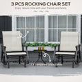 Outsunny 3 Piece Outdoor Gliders Set Bistro Set With Steel Frame, Tempered Glass Top Table For Patio, Garden, Backyard, Lawn, Cream White Cream White Steel