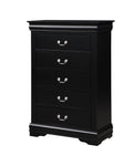 Black 5 Drawer Chest With Metal Handle Black Bedroom Particle Board Mdf