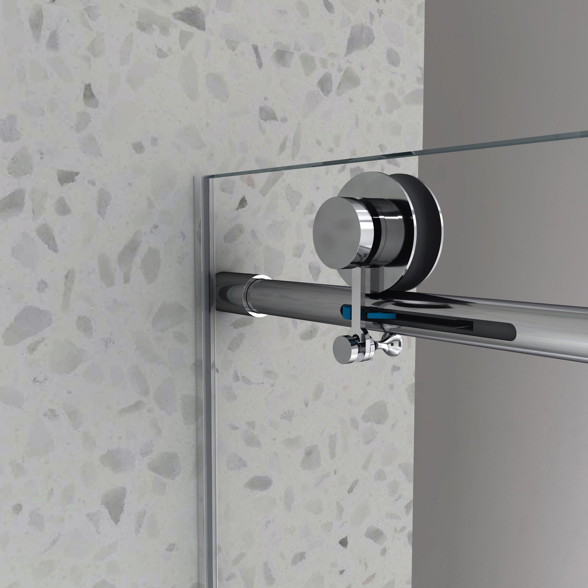 6076 Chrome Frameless One Fixed And One Shifted Shower Door, 70Mm 304 Stainless Steel Large Pulleys With Adjustable Soft Closing Function,With Nano Easy Cleaning And Stick Explosion Proof Menbrance Chrome Bathroom American Design,Minimalist Glass Metal