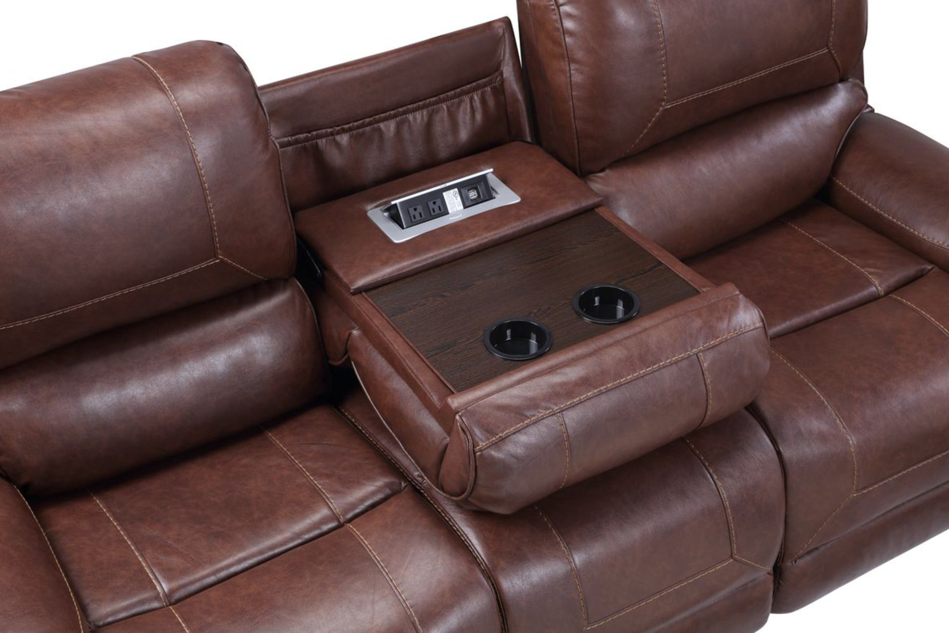 Keily 3 Piece Manual Reclining Living Room Set In Faux Leather Dark Brown Dark Brown Faux Leather