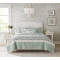 6 Piece Cotton Percale Quilt Set With Throw Pillows Aqua King Cal King King Aqua Polyester