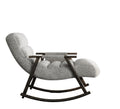 Casual Folding Rocking Chair Upholstered, Lounge Rocking Chair Adjustable High Back And Foot Rest,Side Pockets Placed In Living Room Bedroom Balcony Grey Teddy