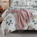7 Piece Printed Seersucker Comforter Set With Throw Blanket Taupe Blush King Cal King Multicolor Polyester