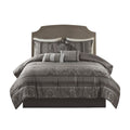 7 Piece Jacquard Comforter Set Grey King King Grey Polyester