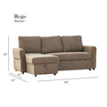 Regis Storage Bed Sectional Coffee Brown Microsuede 3 Seat