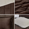 Plush To Sherpa Down Alternative Comforter Set King Brown Ivory Polyester