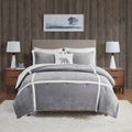 Plush To Sherpa Comforter Set Twin Grey Polyester