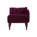 Samuel Tufted Roll Arm Chaise Lounge, Burdy Velvet Burgundy Foam Velvet