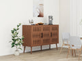 3 Door Cabinet, Accent Storage Cabinet, Suitable For Living Room, Bedroom, Dining Room, Study Walnut Mdf