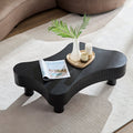 42.52 Inch Modern Wooden Handcraft Drum Coffee Table Irregular Shaped Coffee Table For Living Room,Small Coffee Table With Sturdy Pedestal,Black Black Solid Wood Mdf