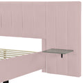 Queen Size Upholstered Platform Bed With Big Headboard, Bedroom Furniture, Velvet, Pink Queen Pink Plywood