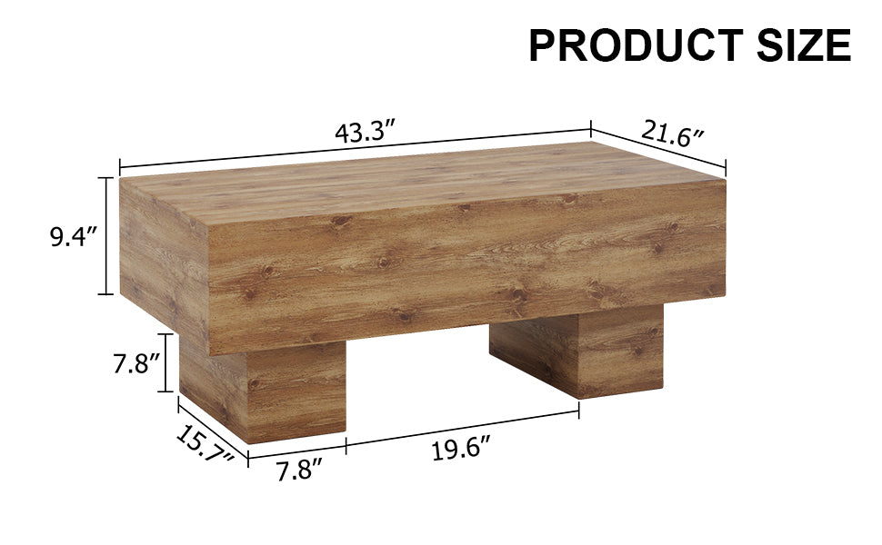 This Modern Rectangular Coffee Table Features A Stylish Wood Color, Making It An Ideal Addition To Any Living Room Or Apartment, And Measures 43.3 "X 21.6" X 17.2 ". Wood Mdf