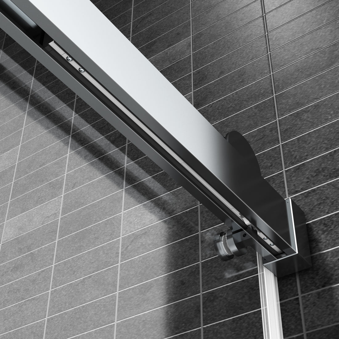 Top Rail Only, Stainless Steel Top Track With Buffer For Shower Door, 24D02P02 T60Chx Chrome Stainless Steel