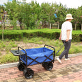 Folding Wagon Garden Shopping Beach Cart Blue Blue Metal