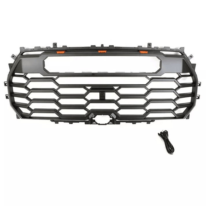 Front Grille For 2022 2023 2024 Tundra Trd Pro Grill With 3 Led Lights And Toyota Letters Matt Black Abs Abs