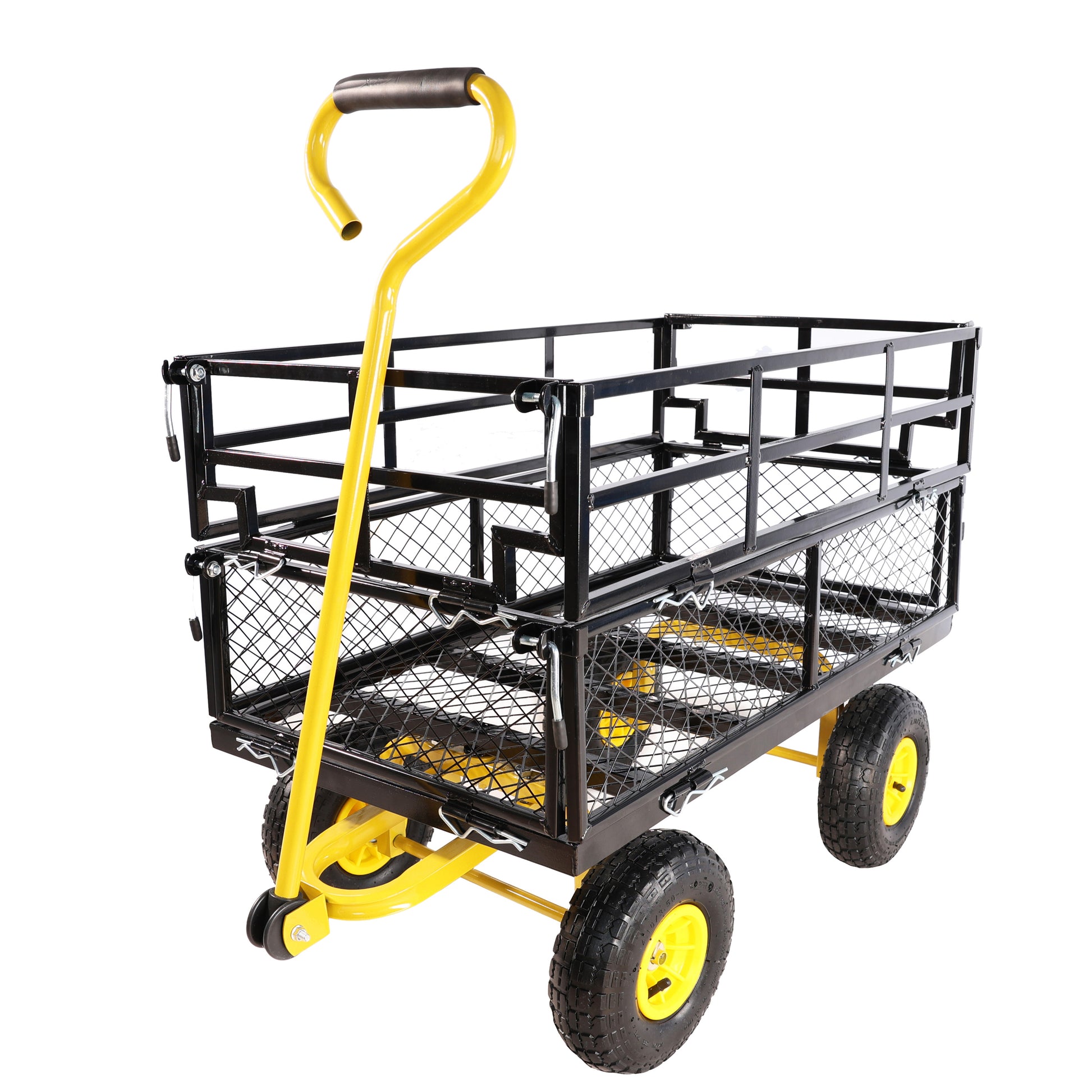 Wagon Cart Garden Cart Trucks Make It Easier To Transport Firewood Yellow Black Black Garden & Outdoor Metal