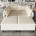 Modular Sectional Sofa, Convertible Sofa Seat With Storage, Sleeper Sectional Sofa Set, Fabric Flexible Modular Combinations For Living Room Beige Fabric 6 Seat