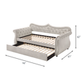 Beige Upholstered Twin Daybed With Trundle Twin Beige Wood Bedroom Velvet Velvet