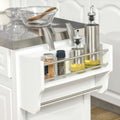 Homcom Rolling Kitchen Island With Storage, Kitchen Cart With Stainless Steel Top, Spice Rack & Drawers, White White Mdf