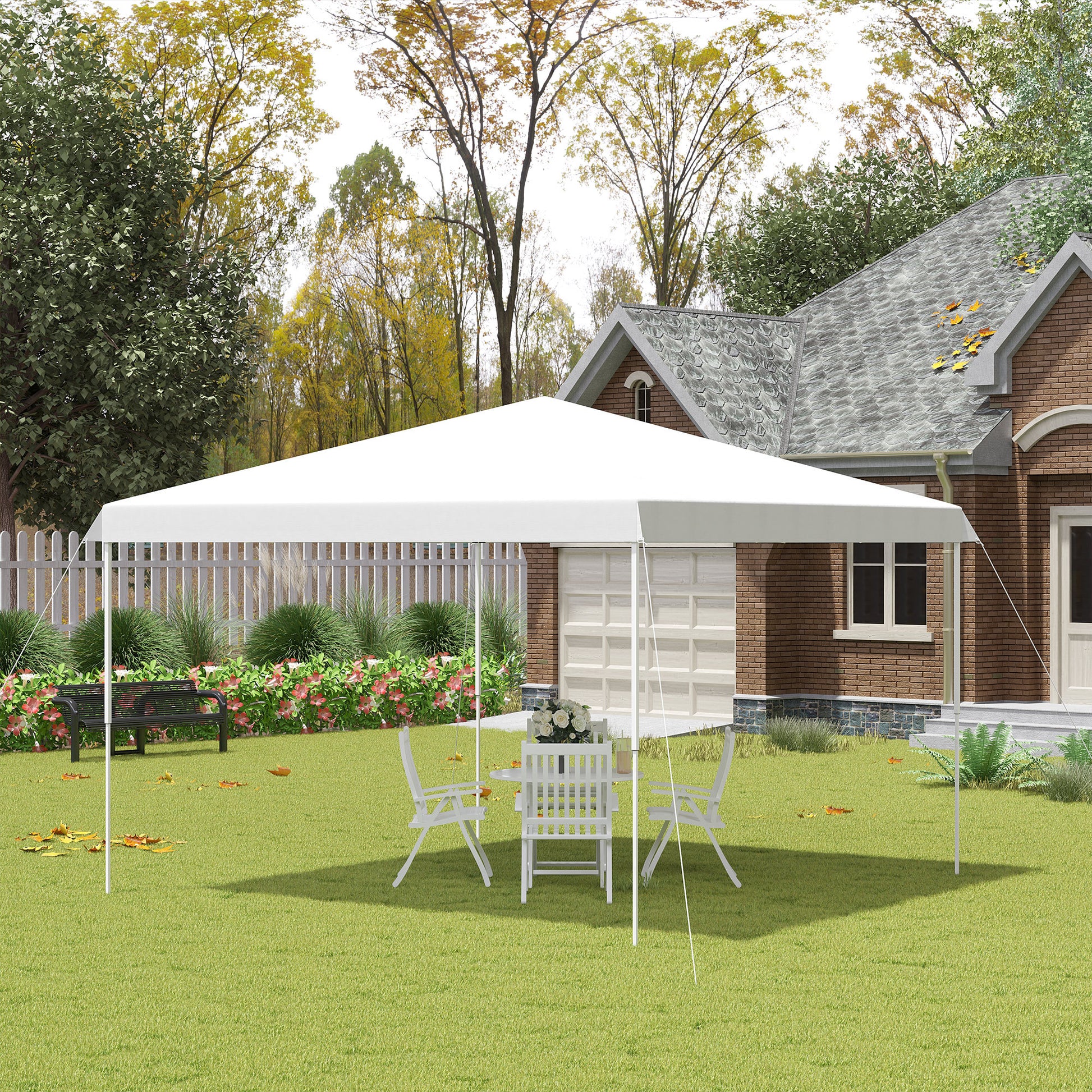 Outsunny 13' X 13' Pop Up Canopy Tent, Instant Sun Shelter, Tents For Parties, Height Adjustable, With Wheeled Carry Bag For Outdoor, Garden, Patio, Parties, White White Steel