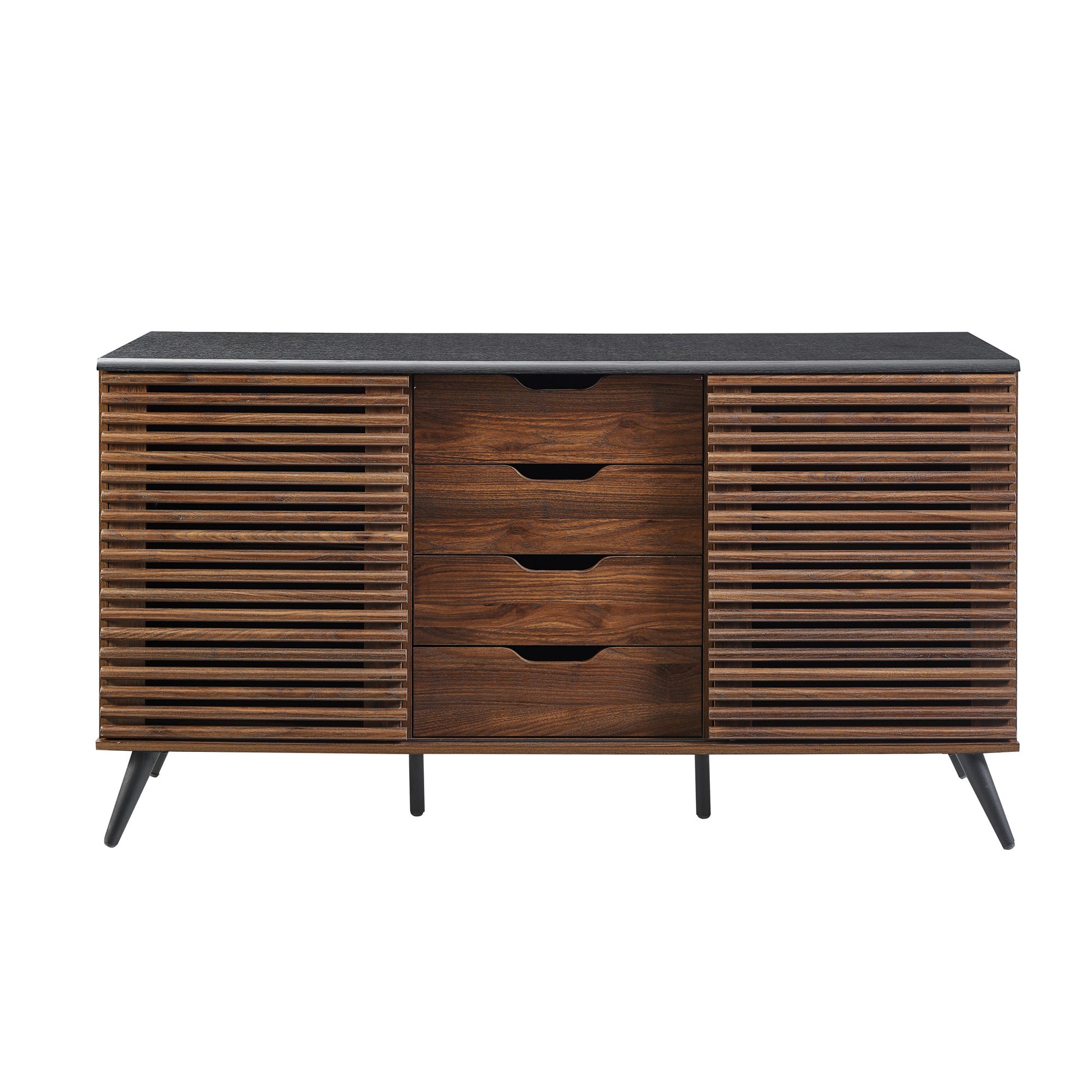 Contemporary Sliding Slat Door Sideboard Ebony