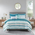 8 Piece Printed Seersucker Comforter And Quilt Set Collection Aqua Full Queen Full Aqua Polyester