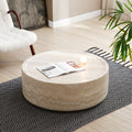 35.43'' Faux Mars Pattern Coffee Tables For Living Room Round Tea Faux Travertine Textured Table For Living Room, No Need Assembly. Marble Fiberglass
