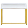 Modern Sleek Console Table Two Drawers With Stripe Design For Living Room And Entryway White White Mdf