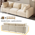 105'' 3 Seater Sofa With Removable Back Cushions And 5 Pillowsfor Living Room, Apartment, Spacious Space Beige Polyester 3 Seat